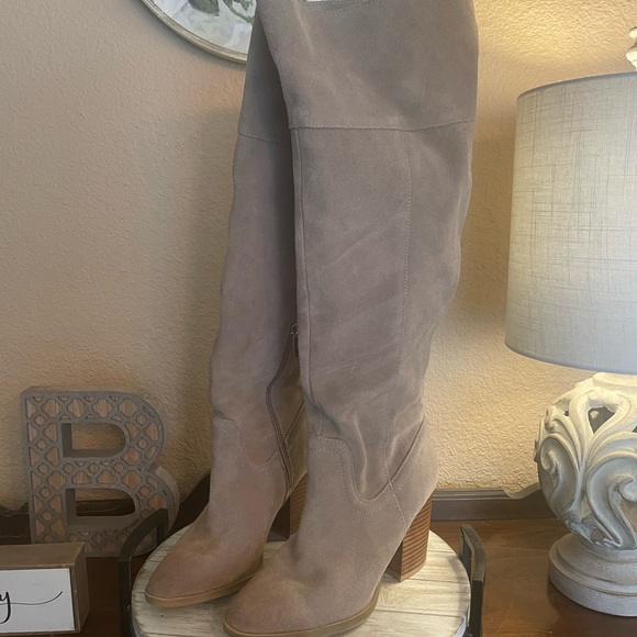 Steve Madden Shoes - Steve Madden Tan Suede Over Knee Heeled Boots